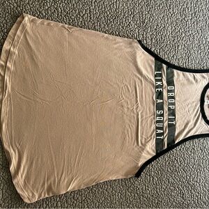 Women's Tan Graphic Tank Top Pink